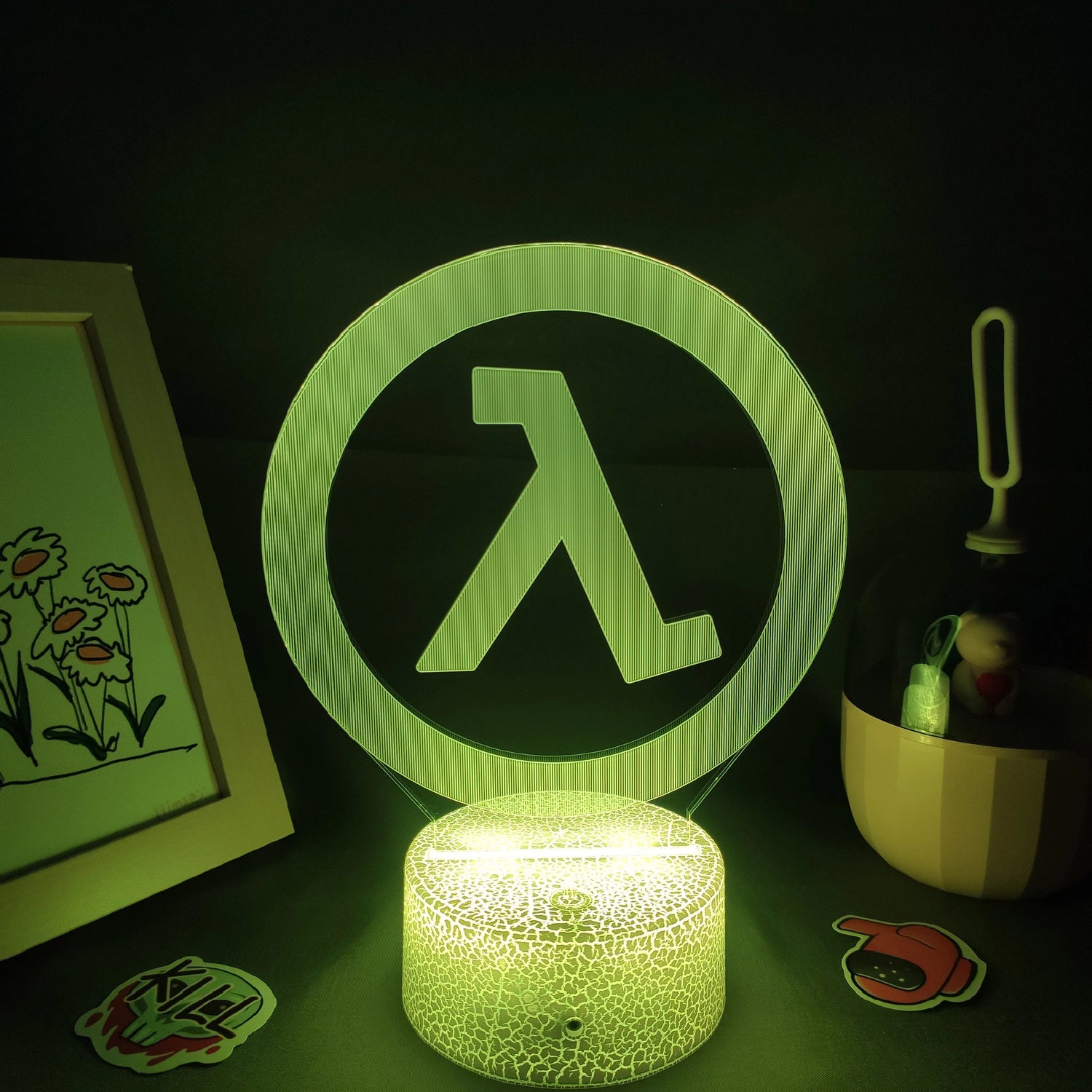 Détail de la base tactile de la lampe à lave LED