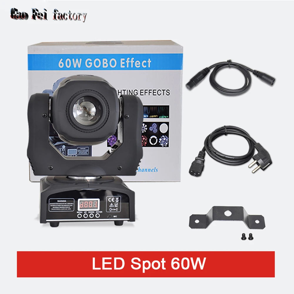 projecteur led 60w couleurs gobo effet arc ciel dmx moderne disco scène dj
