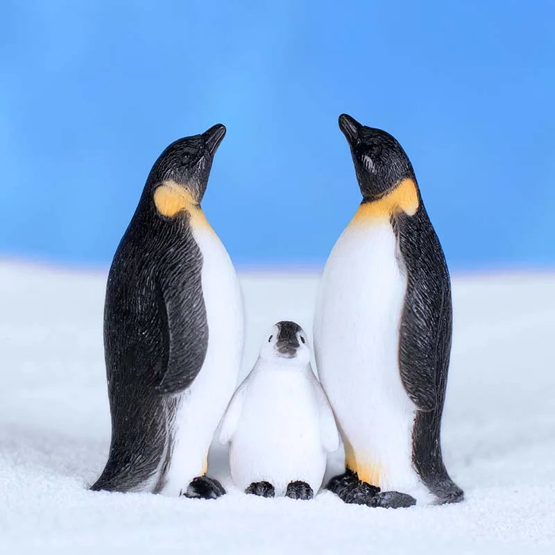 figurines pingouins réalistes décoration maison ornements animaux résine noir blanc jaune details decoration maison