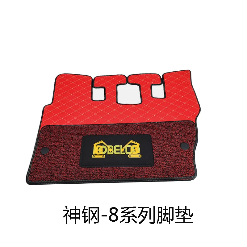 tapis sol noir rouge texturé losange granuleux industriel kobelco vehicule logo
