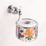 accessoires salle bain chrome cristaux motifs dorés porte savon dentifrice serviettes goblets sèche cheveux