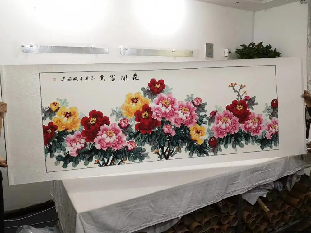 tableau floral peinture huile motif fleurs colorées fond blanc nature morte réaliste sans cadre