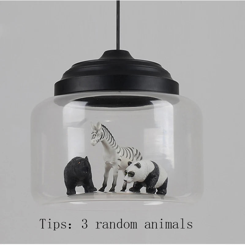 lumière suspendue animaux figurines zèbre panda girafe chambre décoration moderne