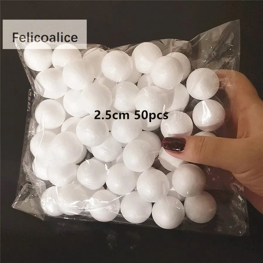 boules polystyrène blanc simples décorations fêtes mariage bricolage artisanat rondes lisses opaques variées tailles