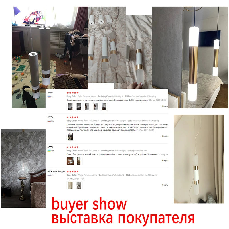 Lampe suspendue en or dans une cuisine moderne avec éclairage doux