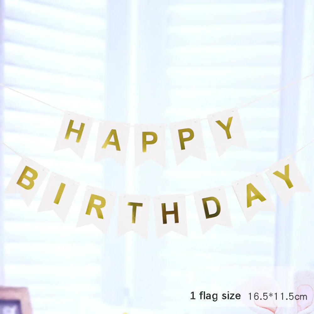 guirlande festivités anniversaire fanions lettres happy birthday couleurs rose bleu vert festive