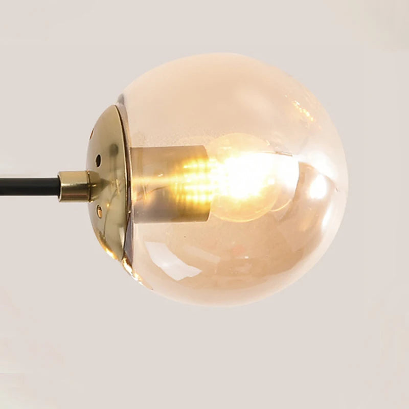 lampe suspension moderne sphères translucides noir doré led nordique retro echangement haut bas
