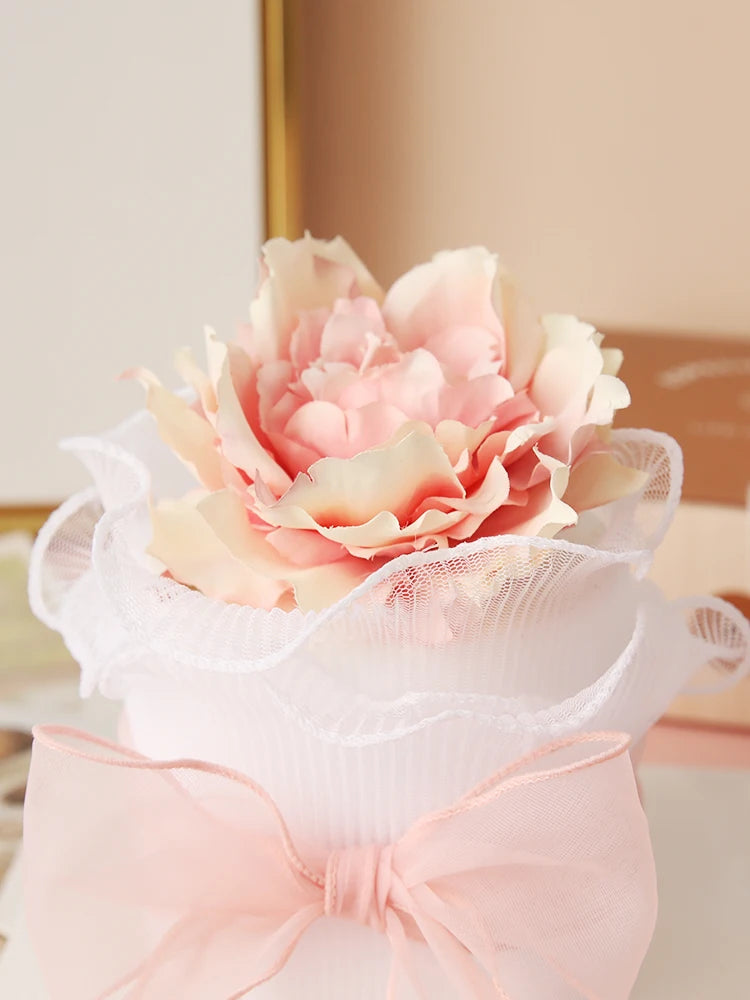 décoration mariage bouquet artificiel fleur tulle rose clair blanc romantique