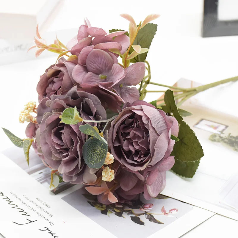 bouquet fleurs artificielles rose classique decoration maison mariageextérieur
