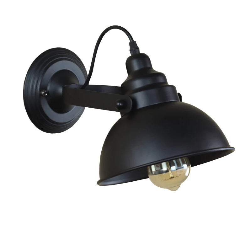 lampe murale industrielle noir mat ampoule E27 éclairage intérieur chambre salle bain