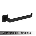 accessoires salle bain noir mat moderne porte serviettes rouleau papier savon