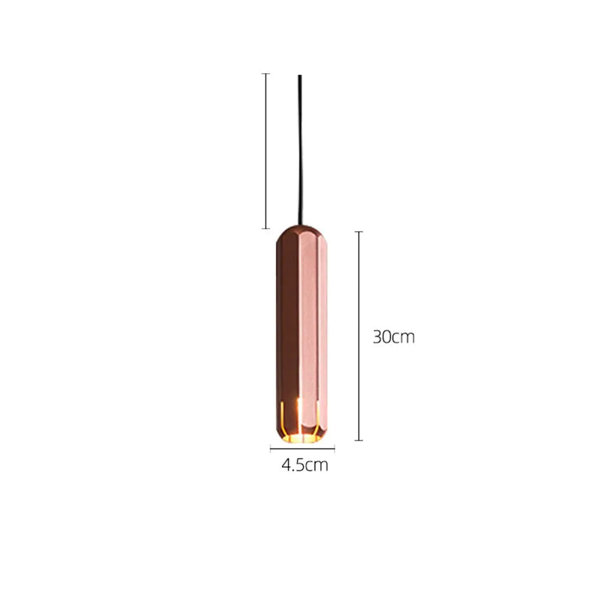 lampe suspendue or rose moderne facettes géométriques câble noir chambre salon