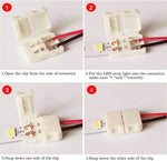 connecteur ruban led clip blanc rouge noir plat lisse basse tension smd 3528 5050