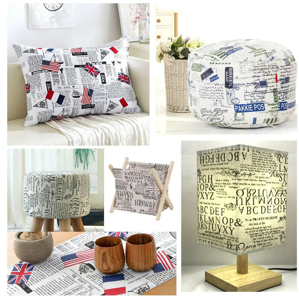 tissu coton lin imprimé journal vintage drapeaux motifs textes protection uv
