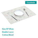 serviettes table rectangulaires coton polyester fleurées beige noir rose clair farmhouse vintage respectueux environnement