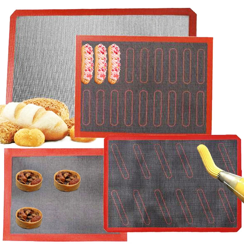 tapis cuisson silicone antiadhésif rouge noir texture tissu moderne cake baking