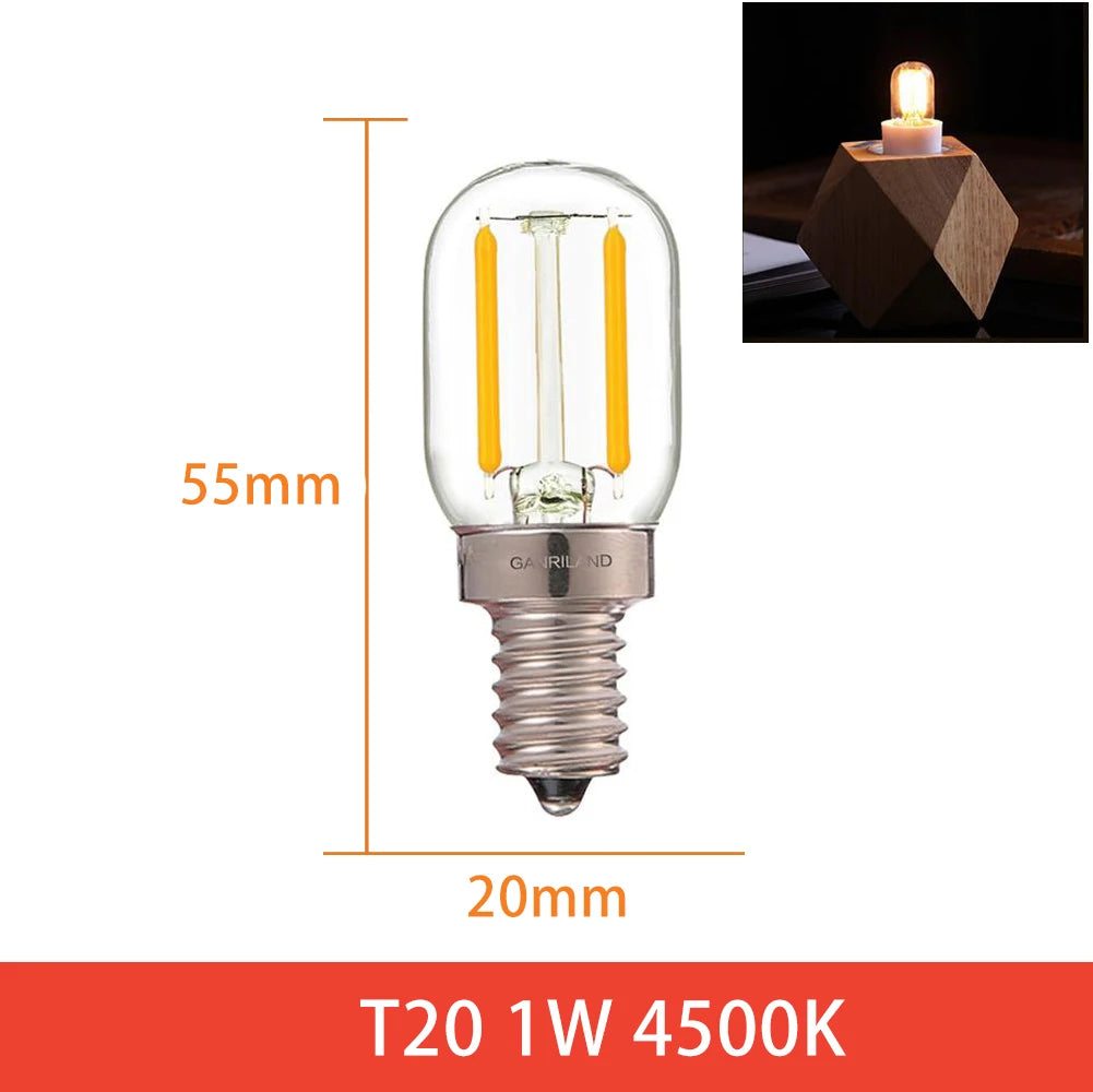 ampoules led filament vintage transparentes dorées opalescentes e14 60 lumens 25000hrs