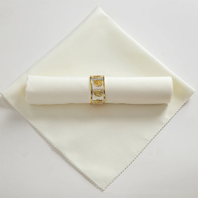 serviettes table pliées polyester 48x48cm orange vert beige gris violet marron rouge classique clips