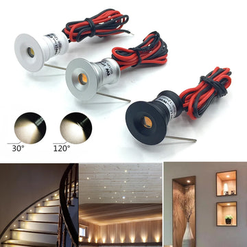 mini projecteur led encastré spot plafonnier aluminium 12v dimmable intérieur moderne blanc noir argent