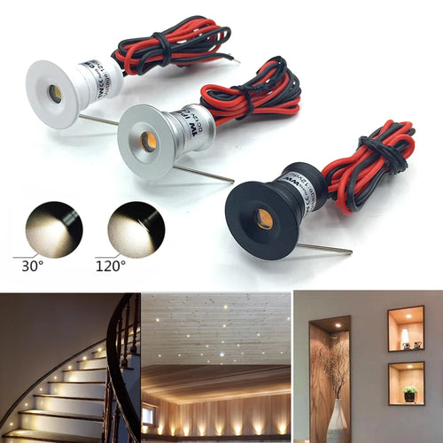 mini projecteur led encastré spot plafonnier aluminium 12v dimmable intérieur moderne blanc noir argent