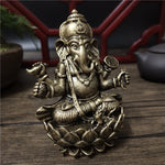 statue ganesha bronze détaillée motifs traditionnels bouddhiste artisanat décoration intérieure figure éléphant