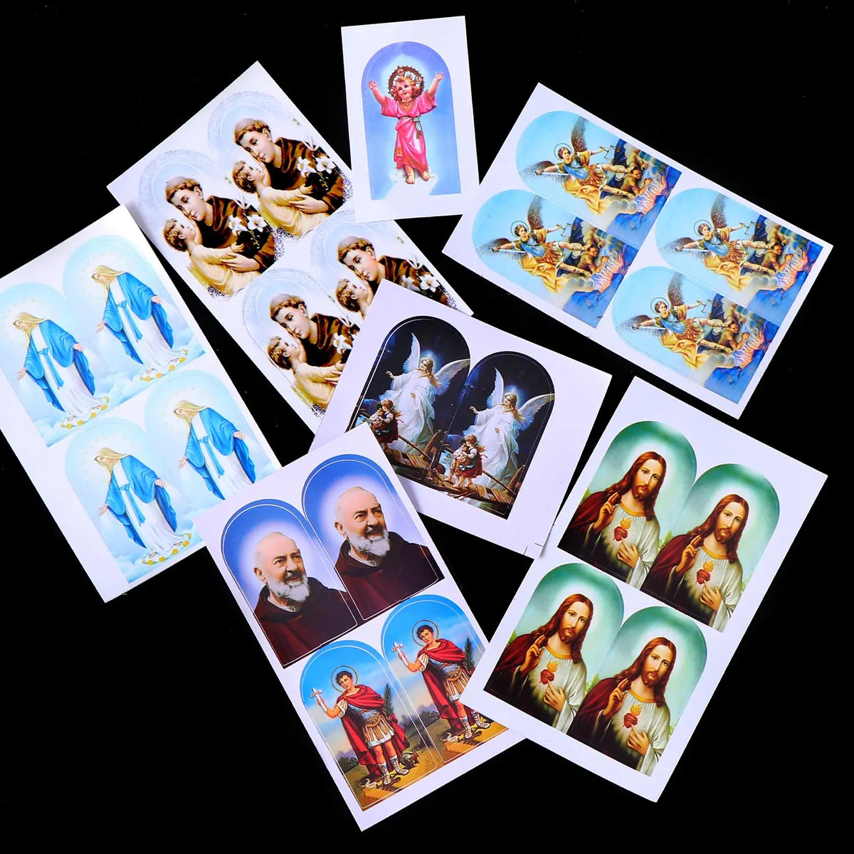 autocollants religieux saints anges bleu rouge blanc doré noir adhésifs décoration église craft stickers