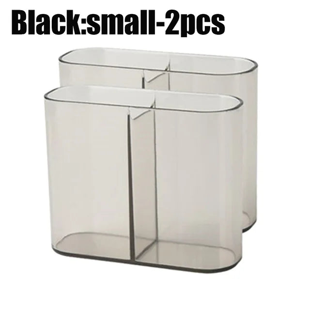 boîte rangement maquillage blanc gris translucide moderne minimaliste pinceaux fards cosmétiques réutilisable organisateur