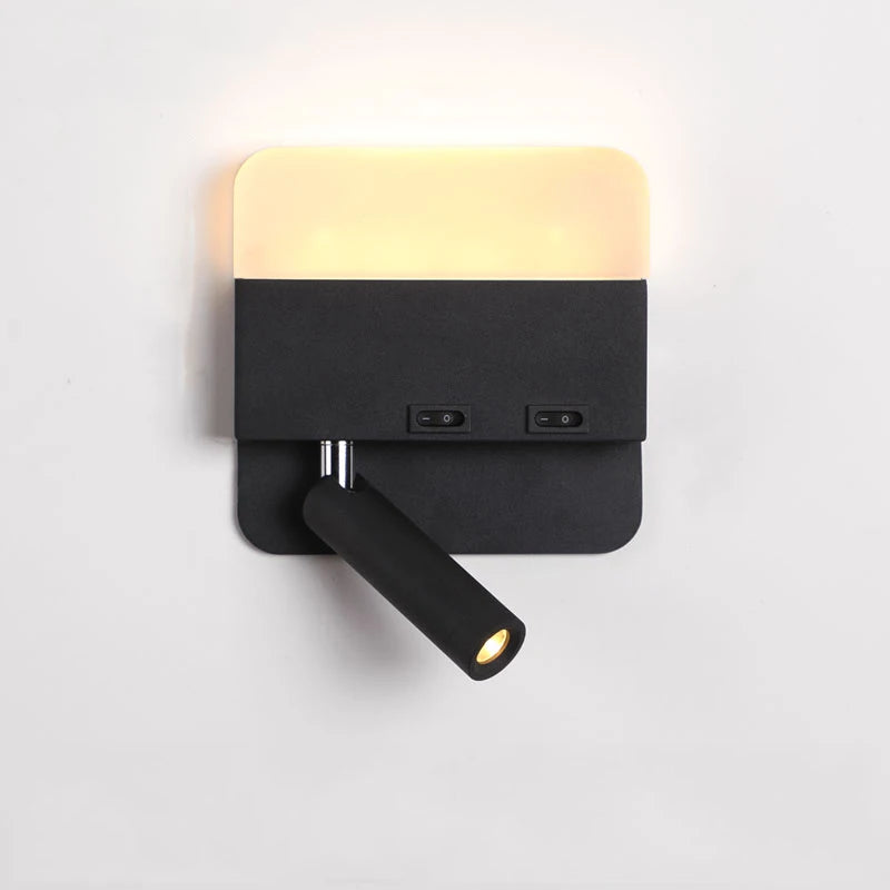 lampe murale moderne LED noir blanc interrupteurs éclairage quotidien chambre cuisine salle manger entrée