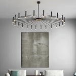 Suspension lumineuse moderne métal blanc noir branches radiales salon chambre d'hôtel