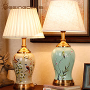 Lampe de chevet en céramique classique pour salon et chambre - Éclairage doux et élégant
