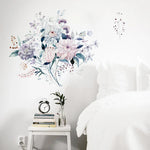 sticker mural aquarelle fleurs plantes moderne salon chambre décoration intérieure opaque