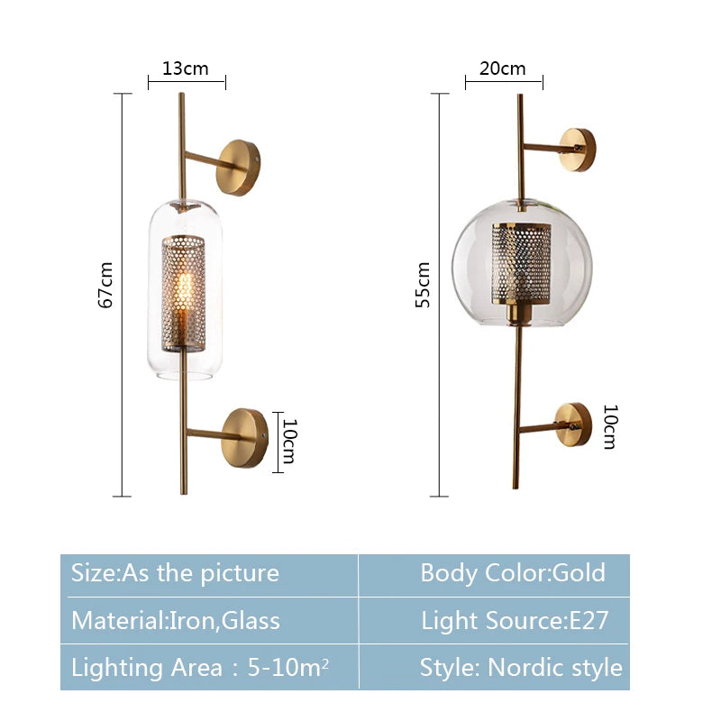 lampe murale nordique or perforée transparente éclairage chambre salon entrée moderne fixée