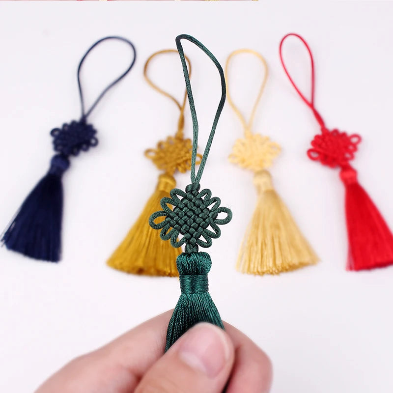 nœuds chinois pompons 5cm 2pcs rouge beige doré bleu marine vert artisanal décoration intérieure