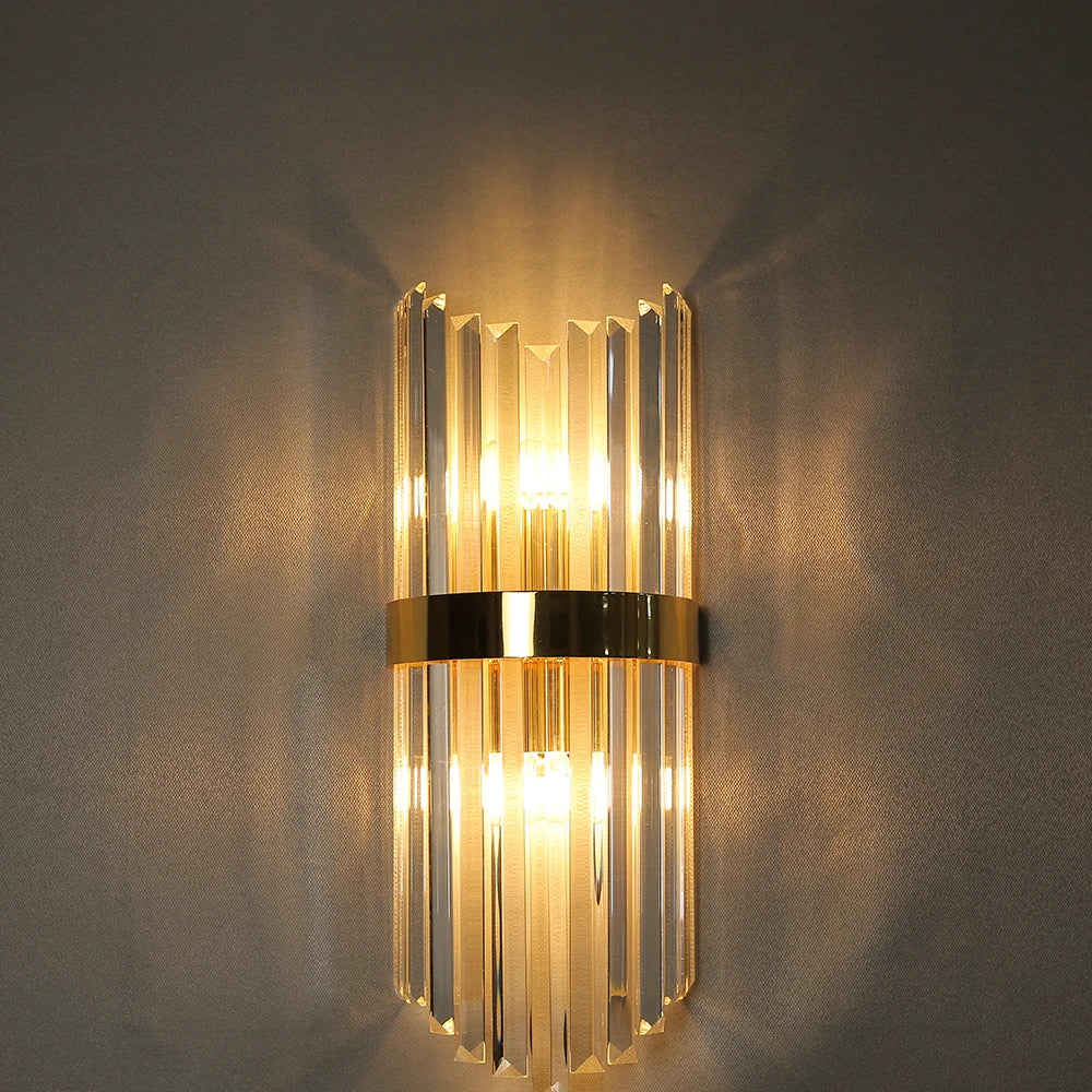 lampe murale moderne or argent transparent éclairage quotidien élégante rangs tubes clip