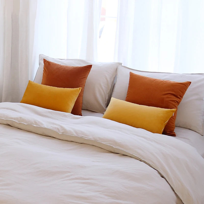 housses velours coussins decoratifs jaunes modernes salon chambre 45x45cm