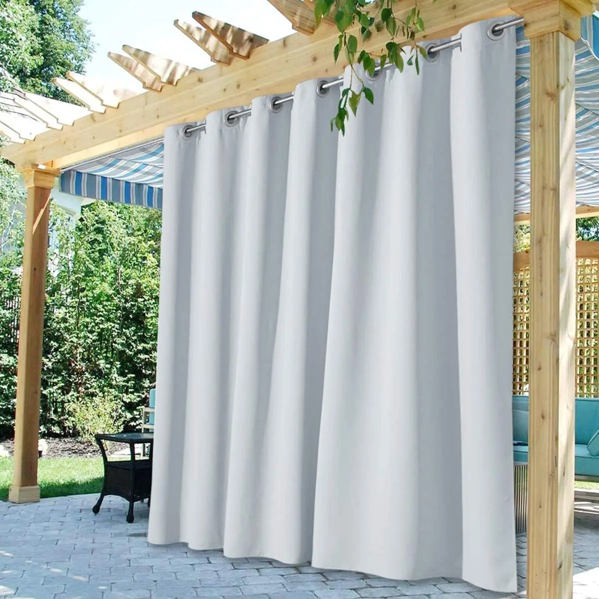 rideau extérieur imperméable moderne beige opaque patio fil teint option