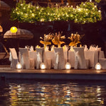 guirlande lumineuse feuilles artificielles 100 led extérieur moderne décoration mariage jardin vert blanc