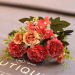 fleur artificielle rose thé soie bouquet rouge blanc décoration mariage maison jardin