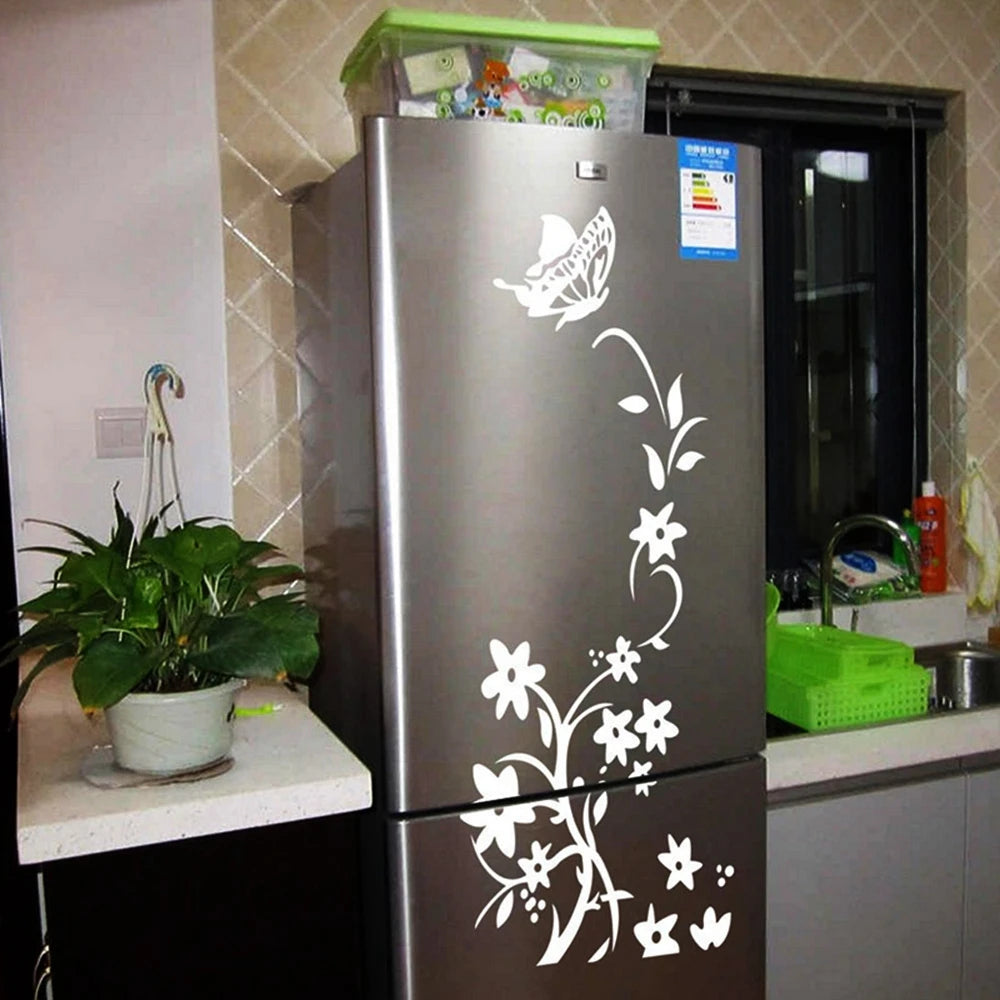 autocollants decoratifs fleurs papillons noir blanc minimaliste adhésif mur 30x30cm 60x40cm 70x25cm decoration maison