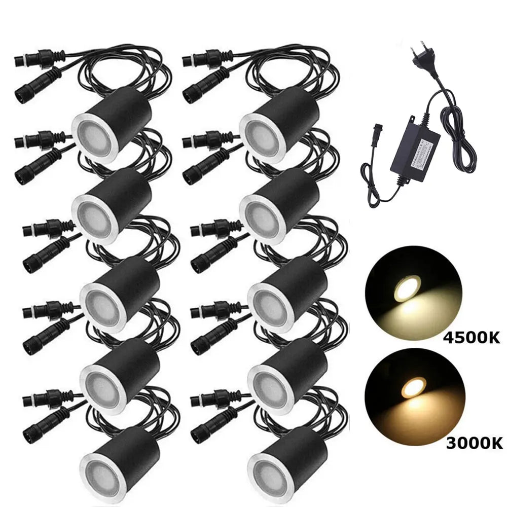 spot led ip67 imperméable 12v noir blanc jardin escaliersextérieur modéréemoilettspascolle