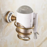accessoires salle bain or motif floral classique porte serviettes brosse toilette porte sèche cheveux