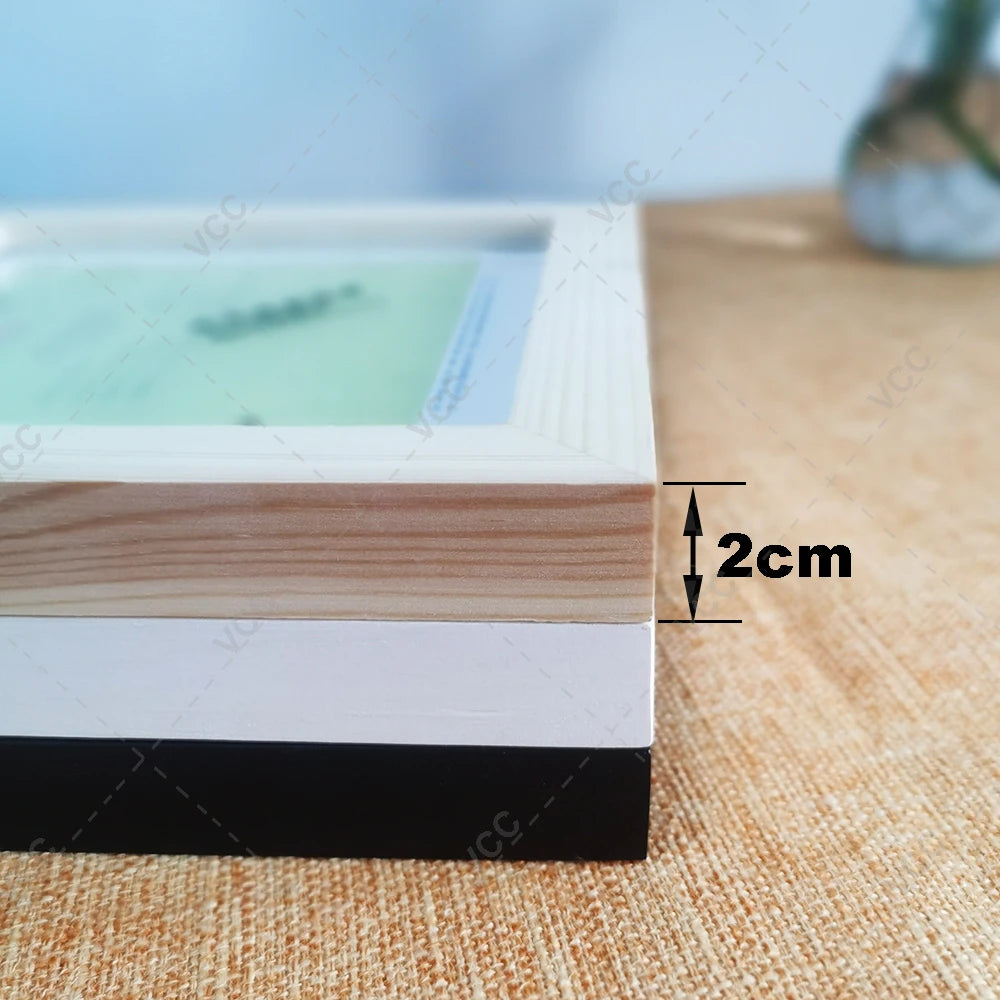 cadre photo carré bois mur support clips classique décoration maison