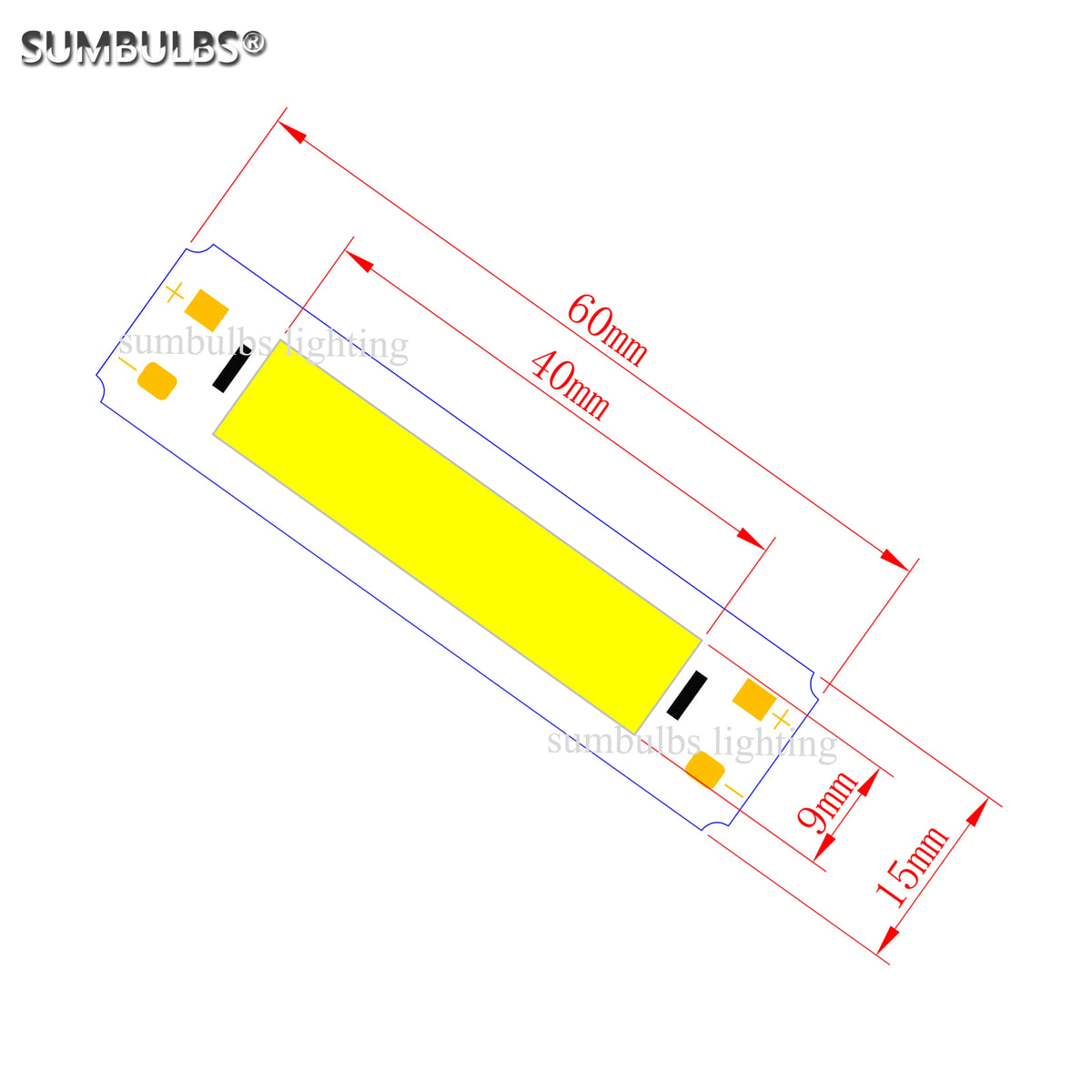 lampe led barre blanc froid jaune moderne 60mm 40mm connecteurs électrique