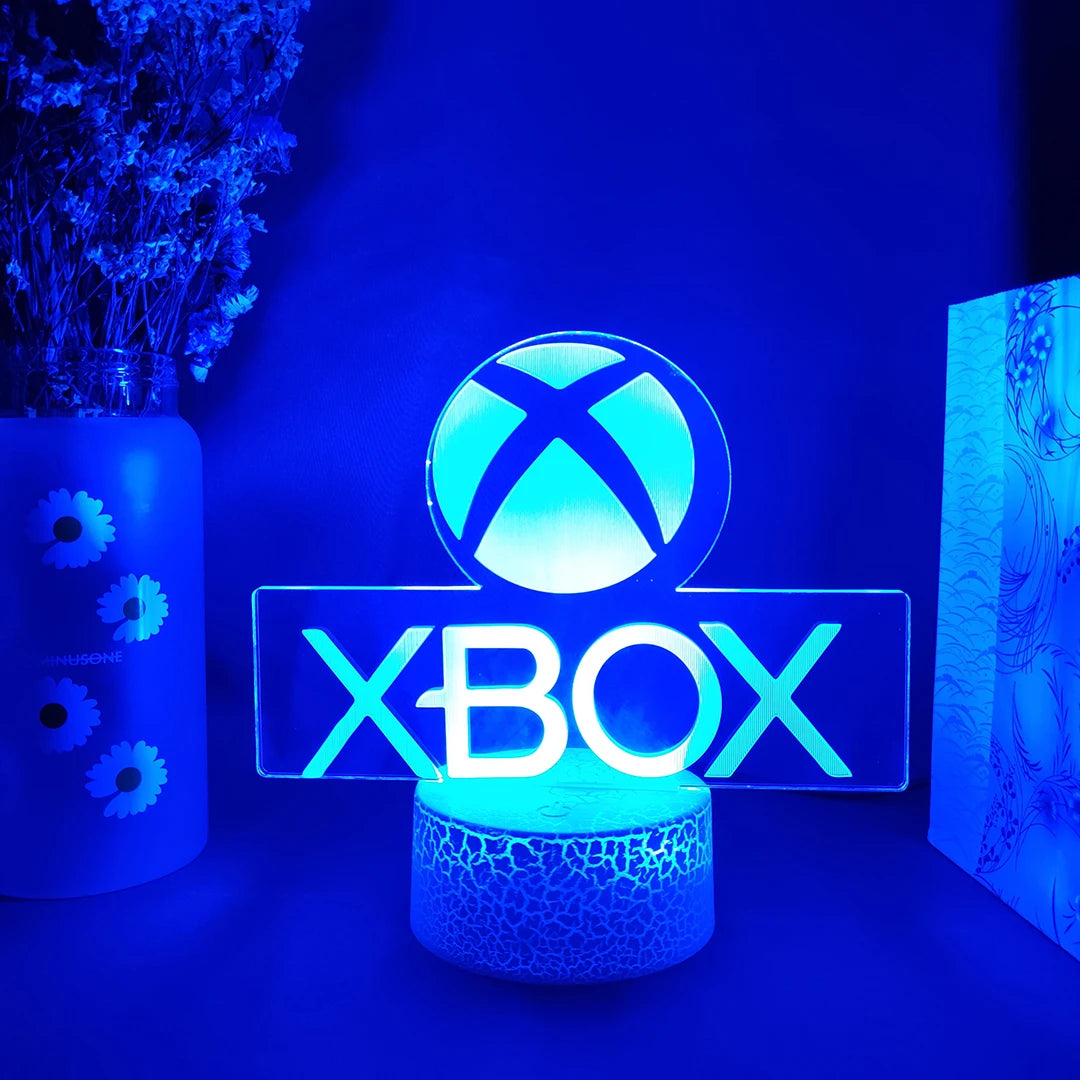 veilleuse led logo xbox multicolore moderne télécommande base noire chambre enfantDecorationBureau