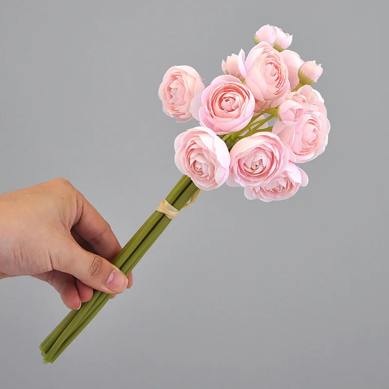 bouquet fleurs artificielles soie rose blanc vert clair moderne élégant décoration intérieur noël mariage