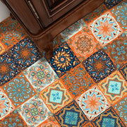 Autocollant de carrelage floral orange, 10 pièces pour décoration murale et sol, facile à poser et réutilisable