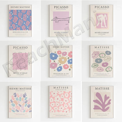 Impression sur toile Matisse Picasso abstraite en couleur terracotta pour décoration murale
