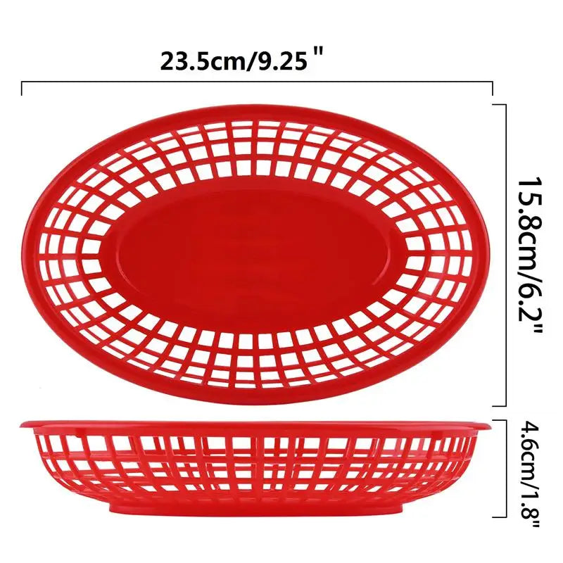 paniers ovales plastique noir vert rouge jaune moderne grille alimentaire service restauration rapide