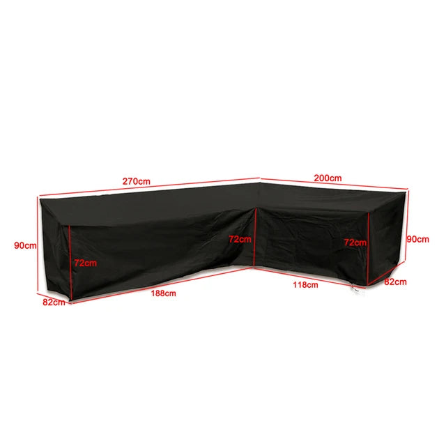 housse canapé extérieur polyester noir moderne élastiques 286x222x82cm