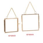 cadre photo or métal verre transparent suspension décoration vintage photo moderne double porte
